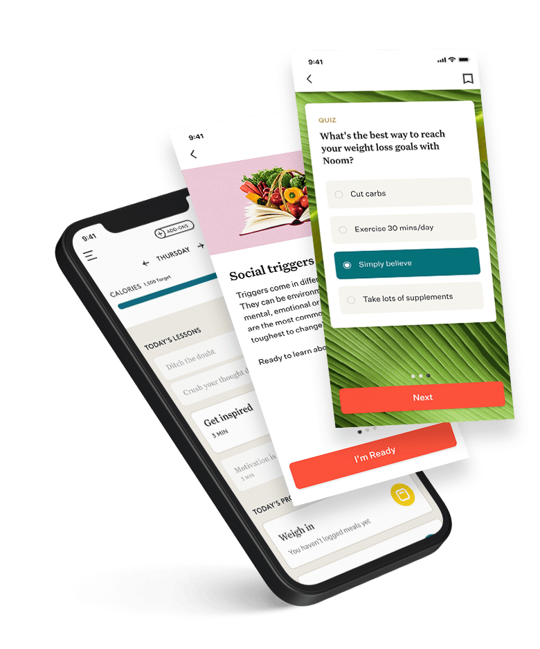 Noom app screens phone fan