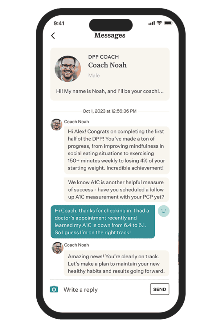 Noom app showing the diabetes prevention program
