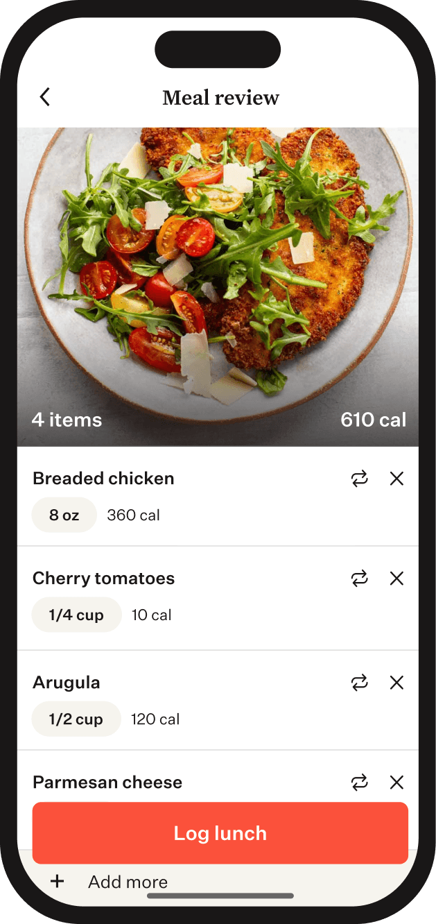 Noom app screen showing AI nutrition guidance
